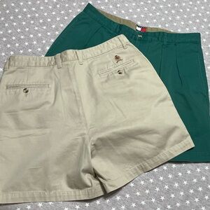Tommy Hilfiger Bermuda Shorts Men’s 36 Green Beige Pleated Vtg Lot of 2 Pair EUC